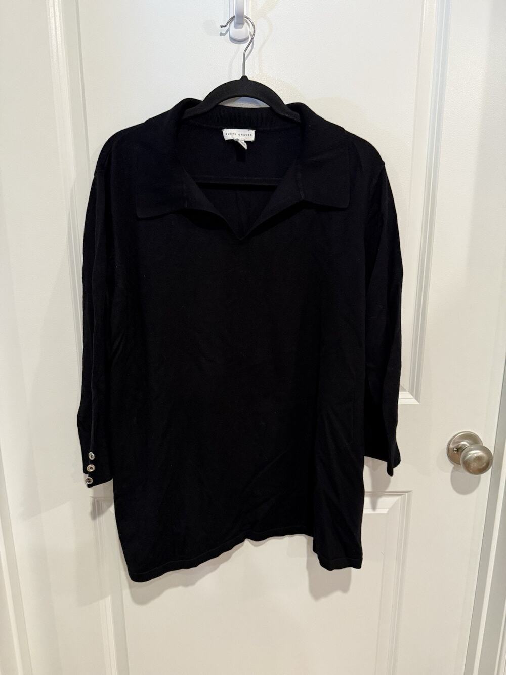Susan Graver Women's Top Plus Sz 3X Black Sweater Capsule Comfort